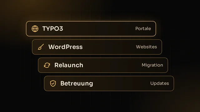 Illustration: TYPO3 für Portale und WordPress für Websites, mit Relaunch, Migration und laufender Betreuung